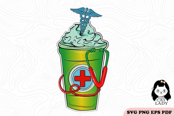 Green Coffee Nurse SVG PNG Sublimation: Graphics for Crafts