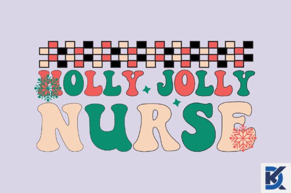Holly Jolly Nurse SVG, Retro Christmas Graphics