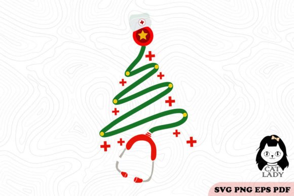 Stethoscope Christmas Tree Nurse SVG PNG